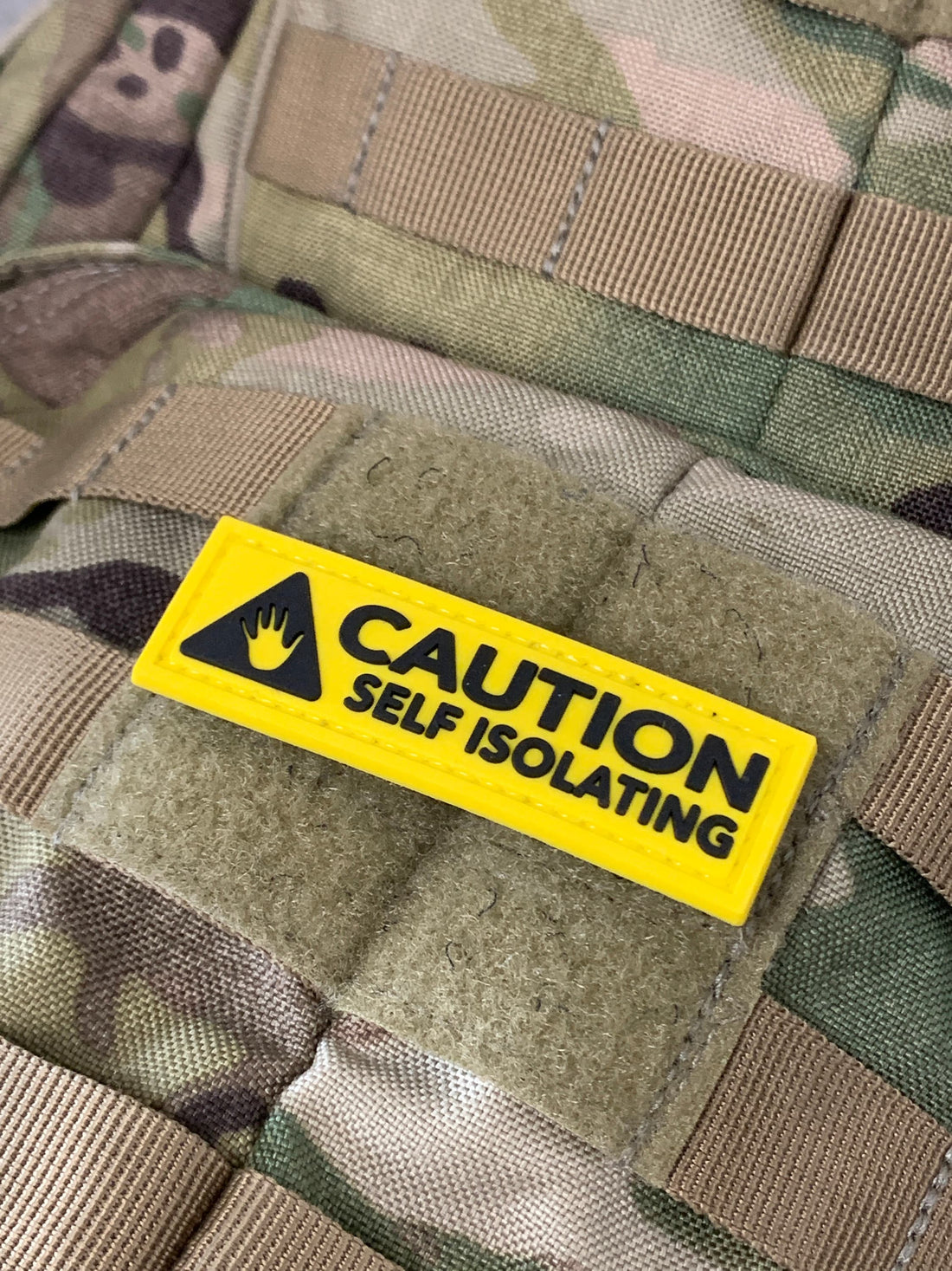 Covid-19 &quot;Caution Self Isolating&quot; PVC Morale Patch