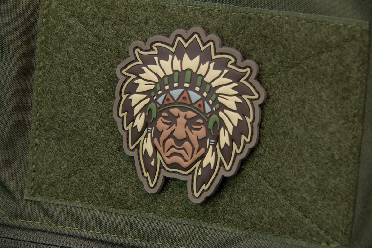 Native American Warrior Head - (PVC) Morale Patch