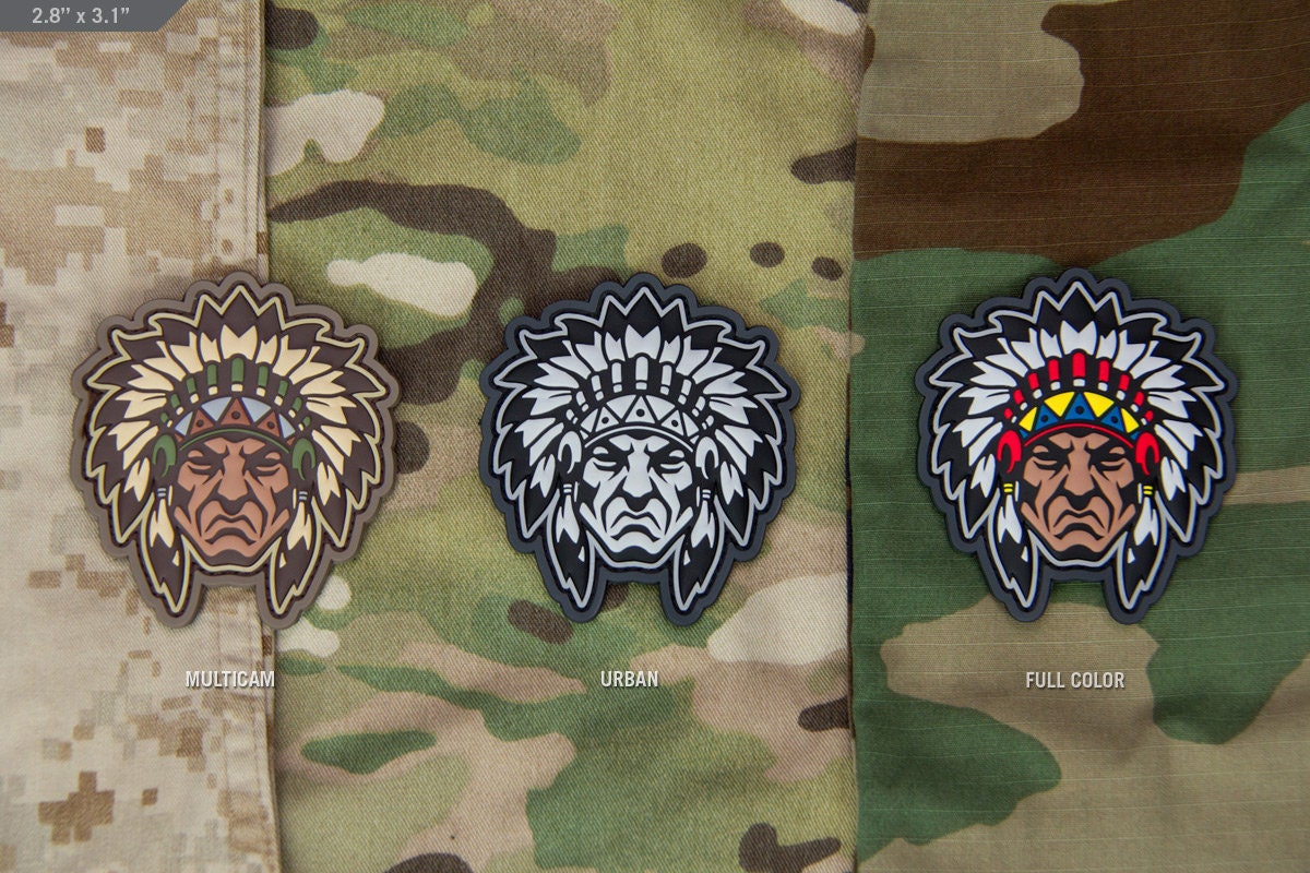 Native American Warrior Head - (PVC) Morale Patch