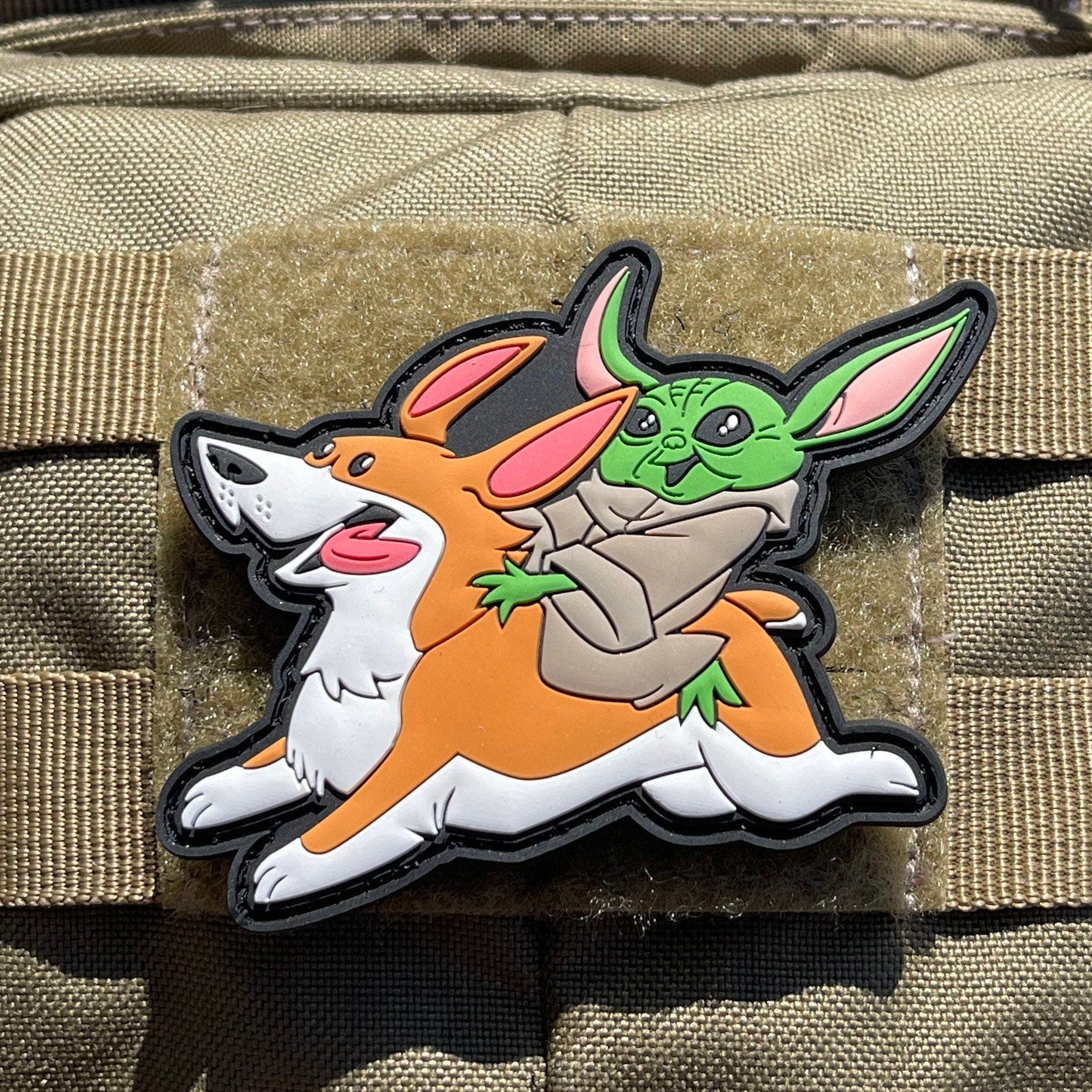 Baby Yoda Riding Corgi (PVC) Morale Patch