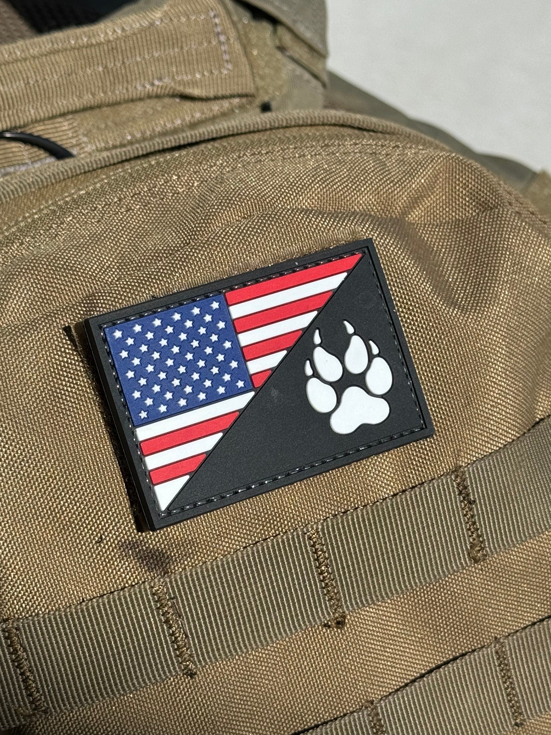 US Flag W/K9 Dog Paw (PVC) Morale Patch