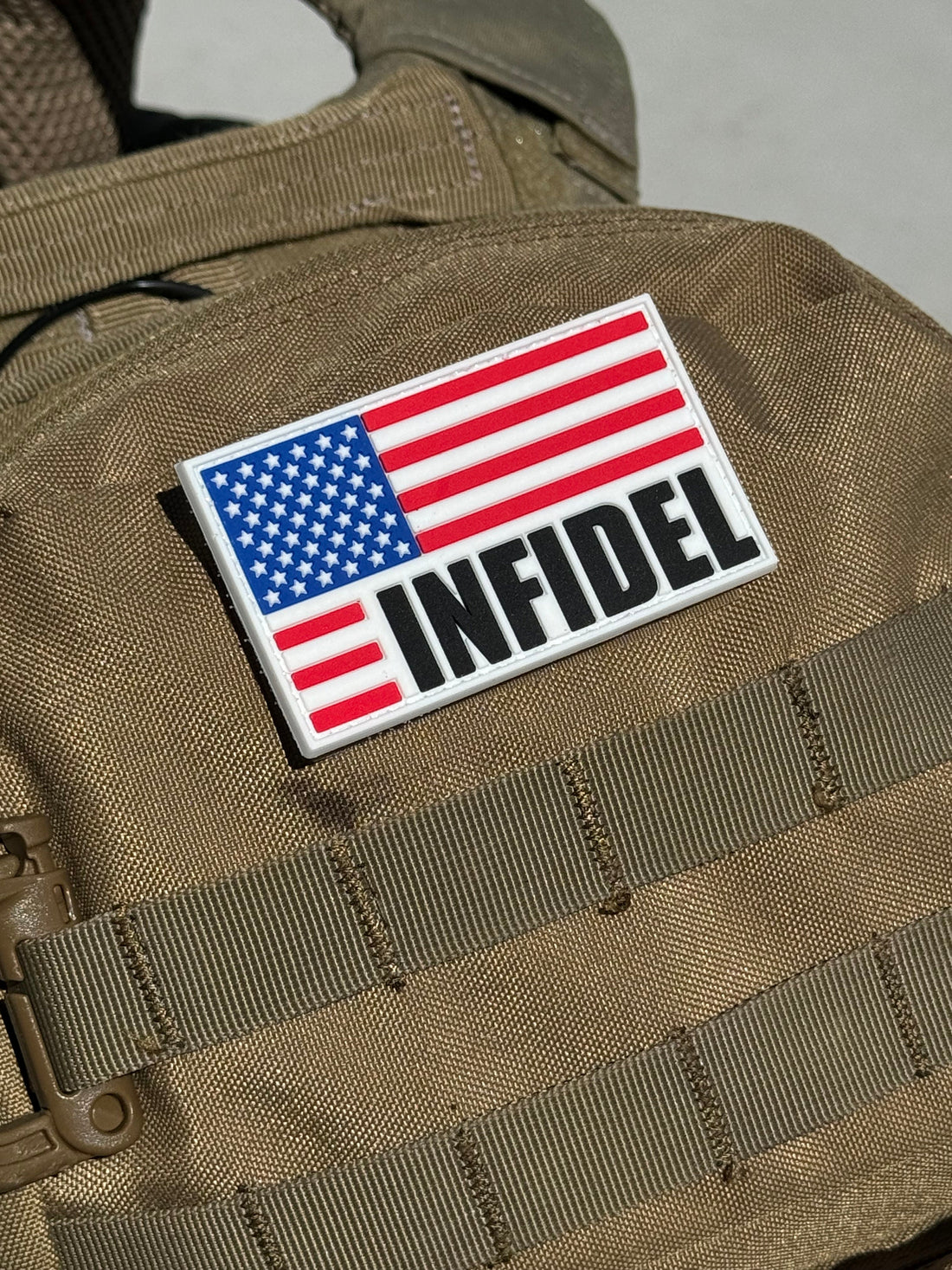 US Flag W/ Infidel Text (PVC) Morale Patch