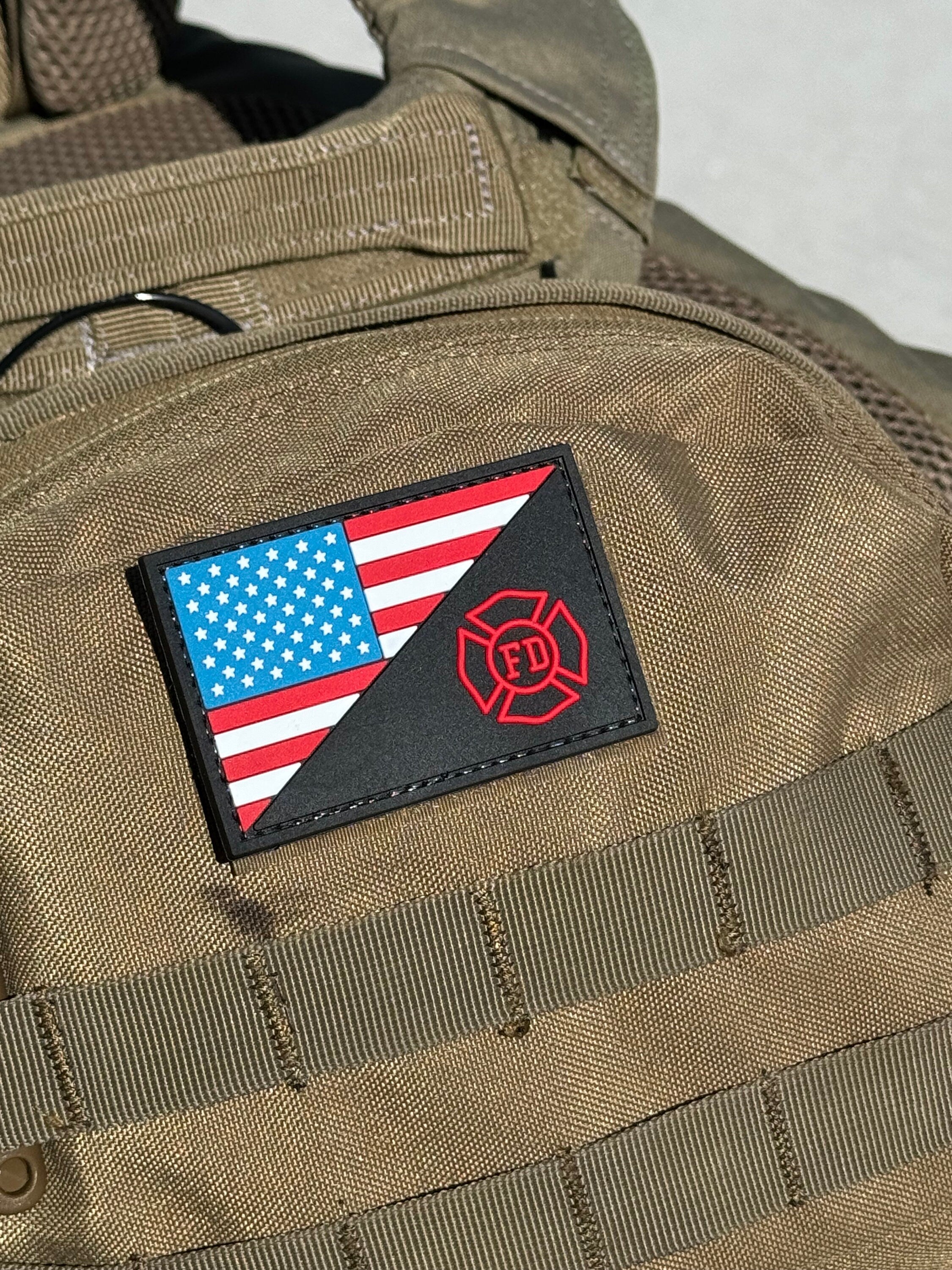 US Flag W/Fire Department Logo (PVC) Morale Patch