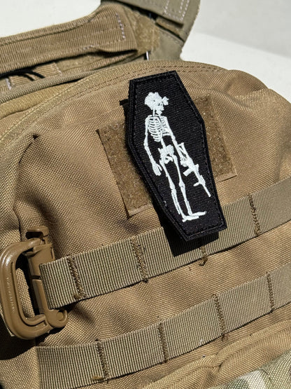 Skeleton Operator in Coffin - Embroidered Morale Patch