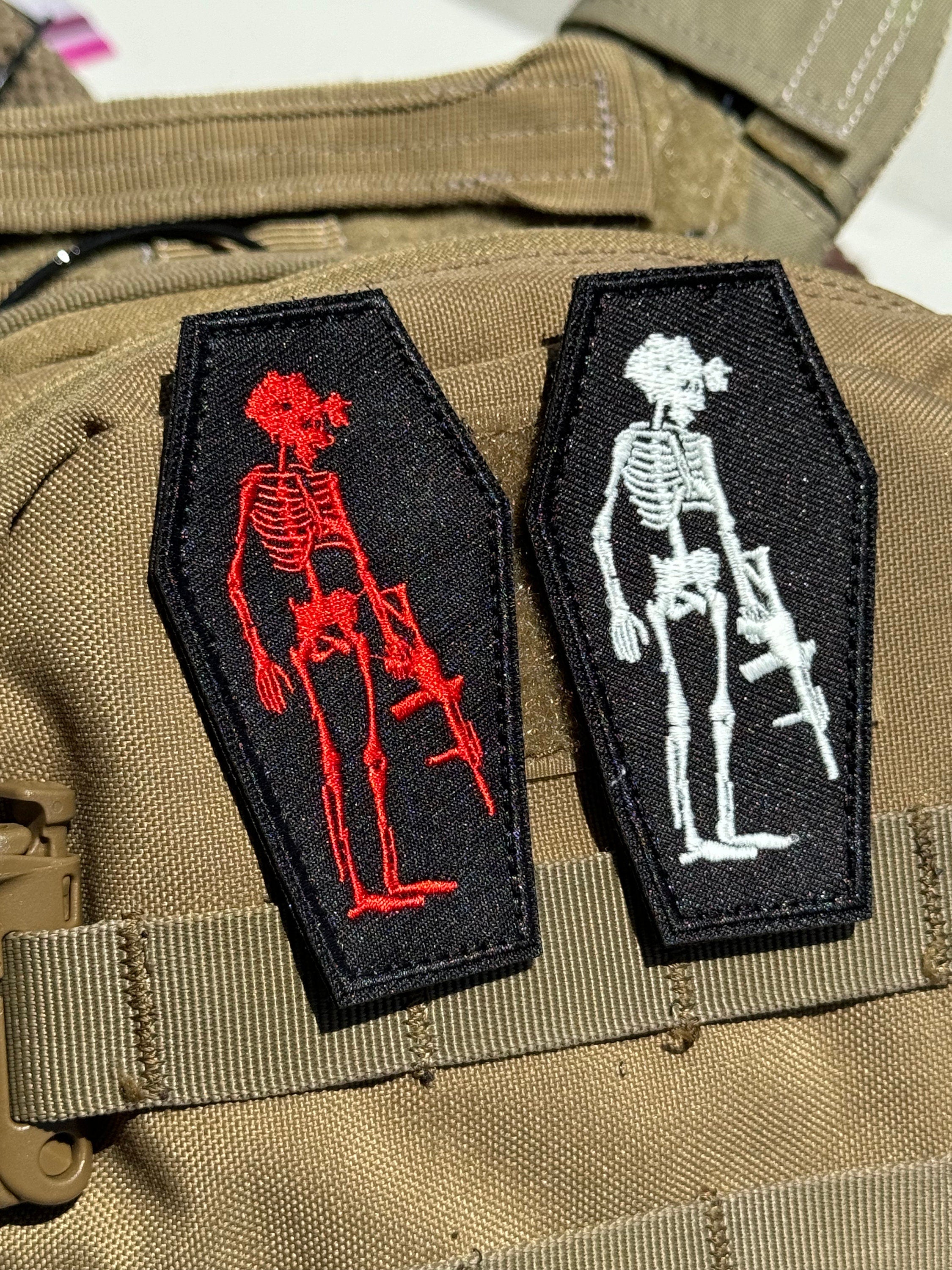 Skeleton Operator in Coffin - Embroidered Morale Patch