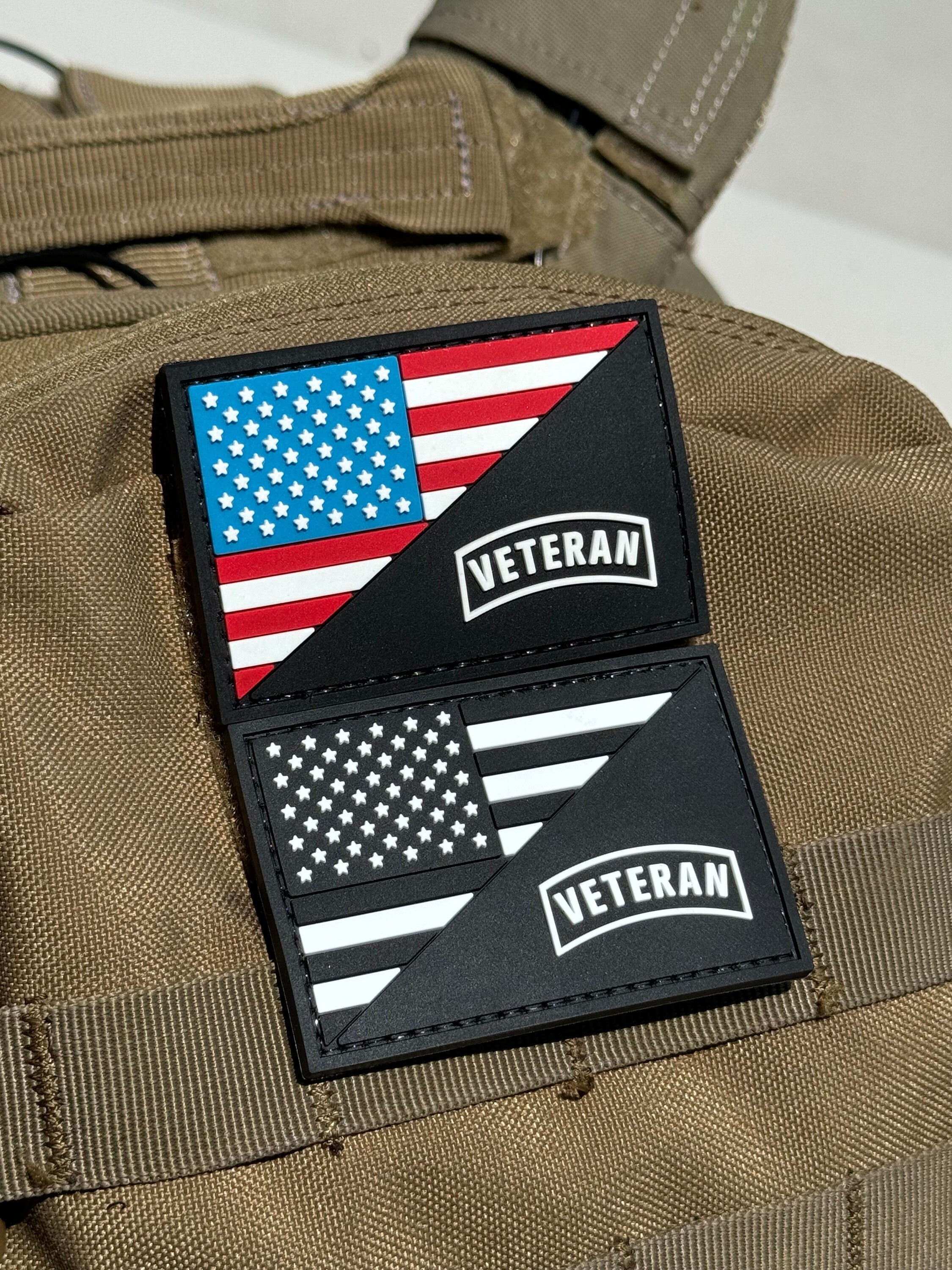 US Flag W/Veteran Logo (PVC) Morale Patch