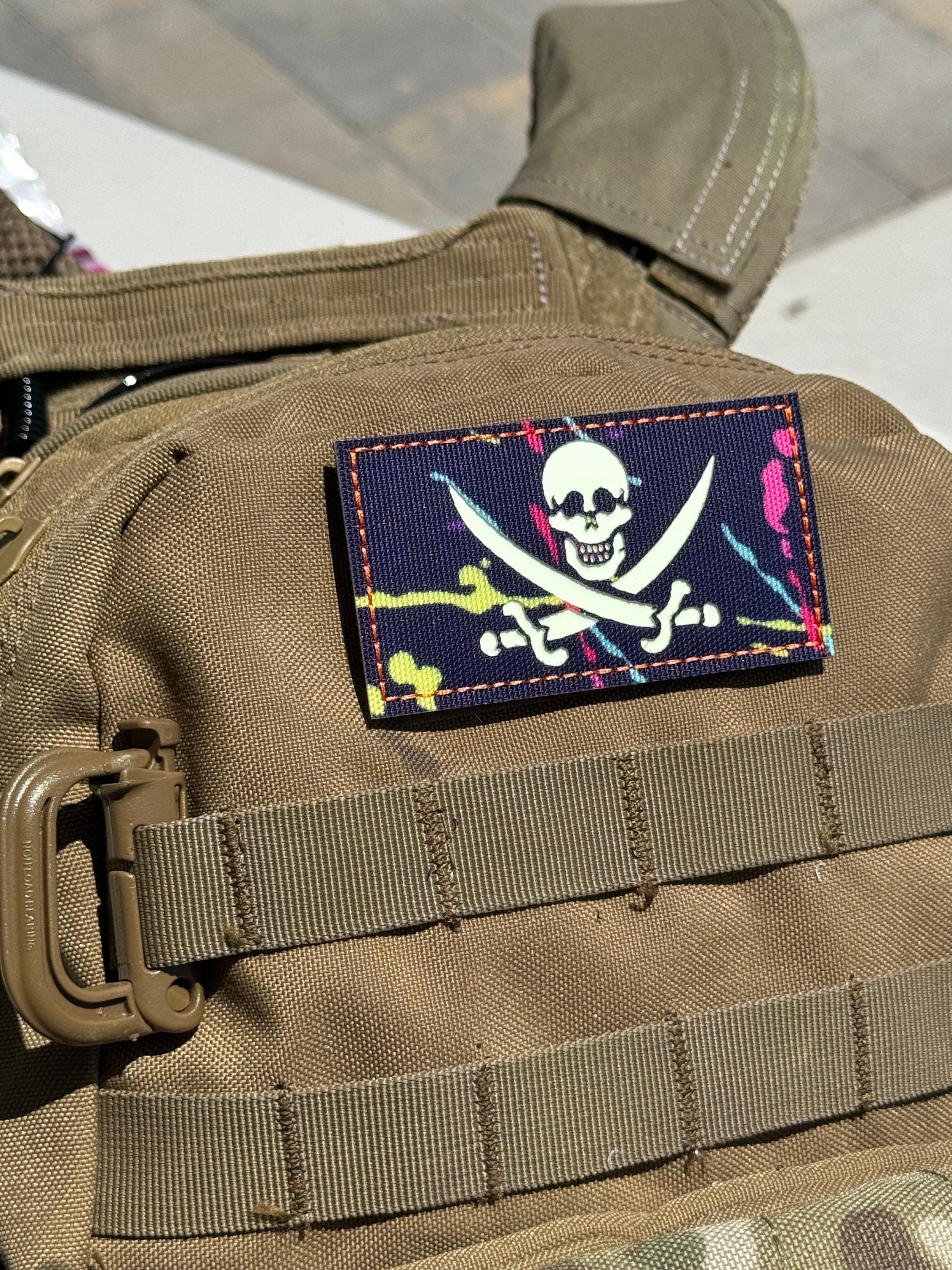 Calico Jack Flag (Neon Splatter) - Reflective Laser Cut Morale Patch