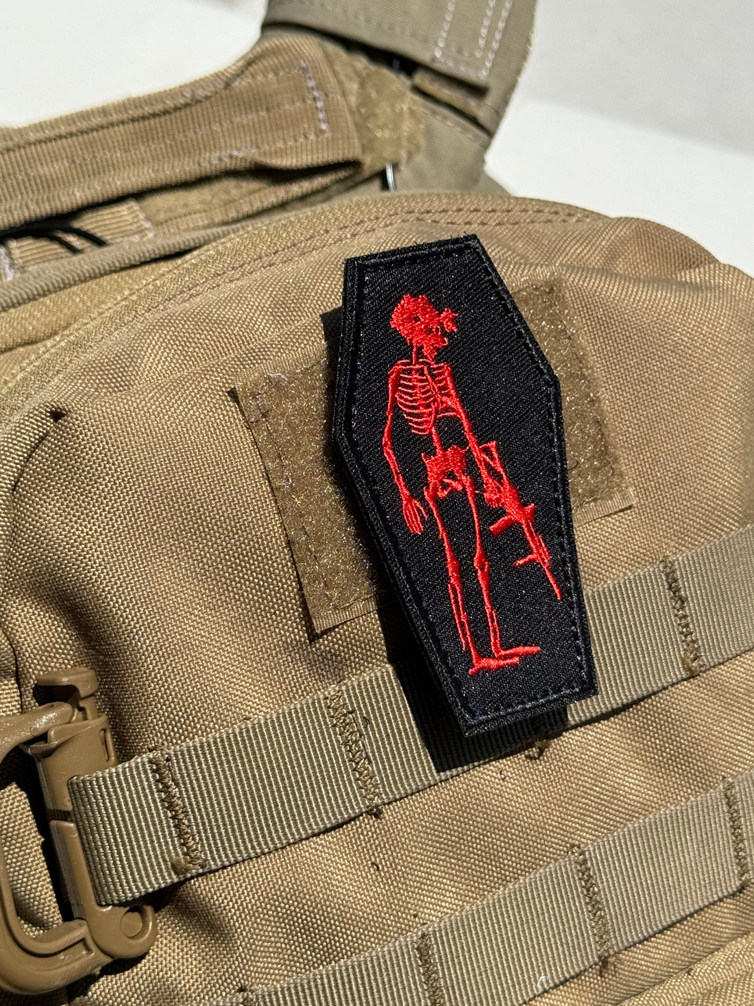 Skeleton Operator in Coffin - Embroidered Morale Patch