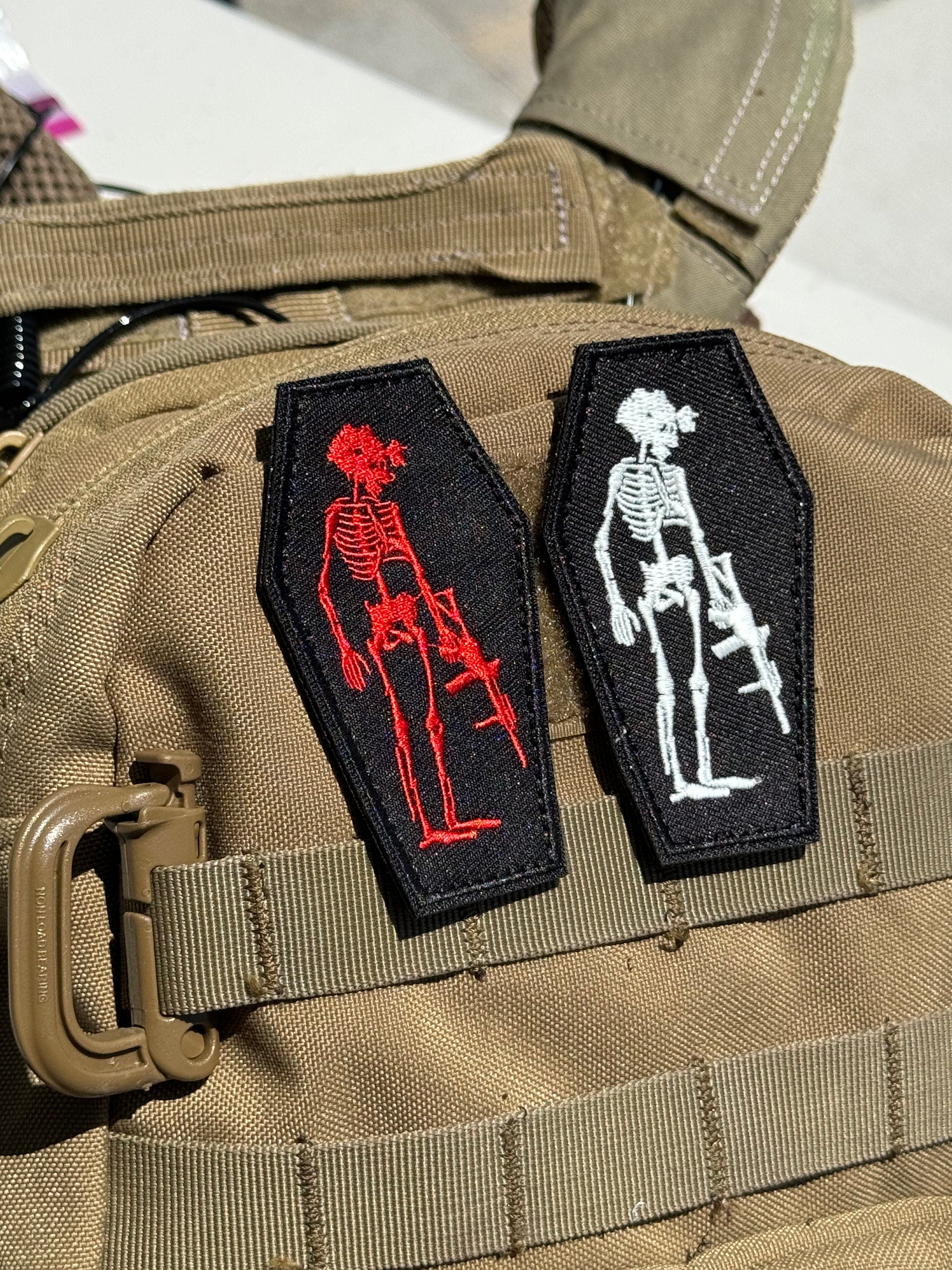 Skeleton Operator in Coffin - Embroidered Morale Patch